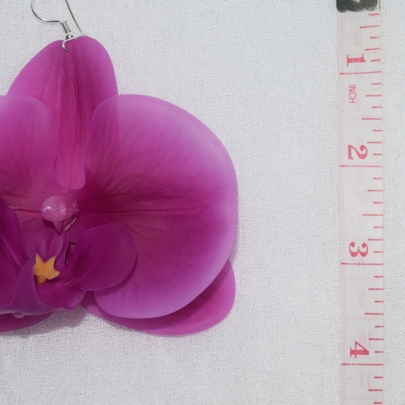 Fuchsia Phalaenopsis Orchid True Touch Artificial Earrings. - Picture 11 of 11